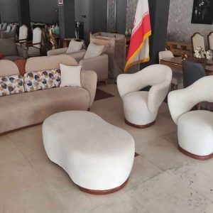 مبل راحتی چوب و پارچه لاکچری